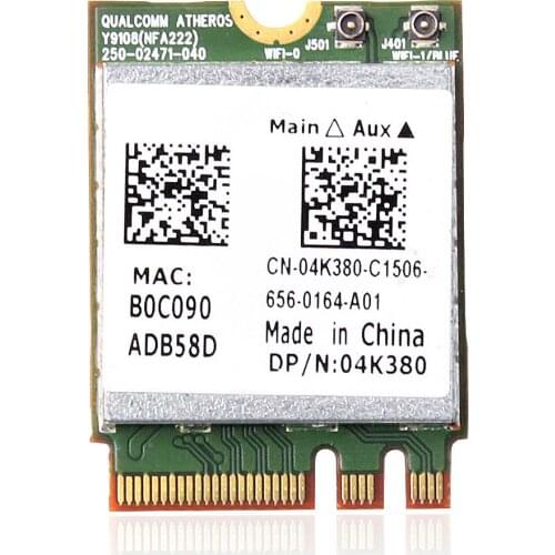 Atheros QCNFA222 AR5BWB222 802.11a/b/g/n 300M 2.4/5GHz NGFF Bluetooth 4.0 WIFI WLAN Card for Dell Toshiba Sony Acer DP/N 04K380