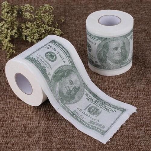 Funny One Hundred Dollar Bill Toilet Roll Paper Money Roll $100 Novel Gift 2Ply Paper Towels Tissue