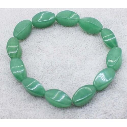 Green jade wave 8*16mm bracelet 7.5inch wholesale beads nature FPPJ