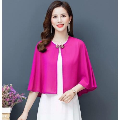 Women Loose Party Blouse Summer Boho Chiffon Thin Coat Shawl Soft Cardigan Tops Plus Size Office Lady Sunscreen Air Condition