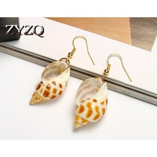 ZYZQ ins Personality Creative Flower Snail Drop Earrings For Women Bohemian Exquisite Conch Earrings Fashion Party Jewelry