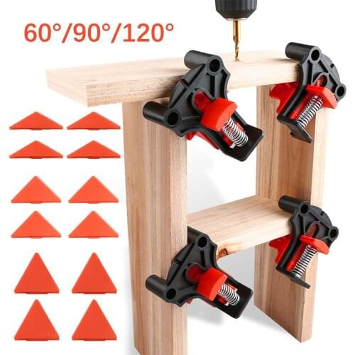 4pcs Wood Angle Clamps 60/90/120 Degrees Woodworking Corner Clamp Right Fixture Hand Tool Set for Taper Clamps