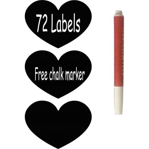 76 pcs Reusable Heart Chalkboard Stickers , Used for Spice,Parties, Craft Rooms,Kitchen Decoration