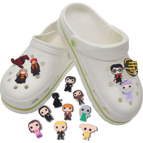 8pcs/set Movies Potters Croc Shoes Accessories JIBZ PVC Shoe Crewmates Button Trendy Magic Academy Cartoon Charms for Kids Gift