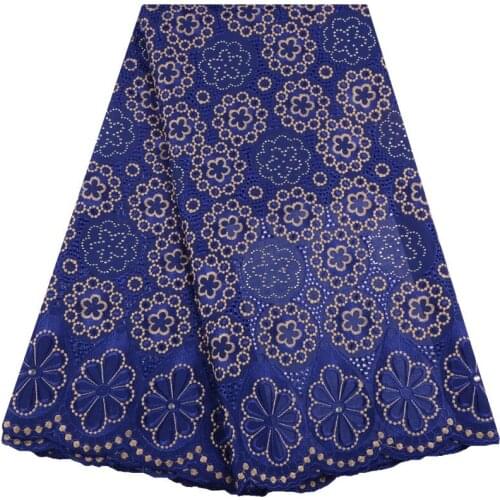 African Swiss Lace Fabric 2019 High Quality Swiss Voile Lace In Switzerland Blue Cotton African Lace fabric For Dresses S1539
