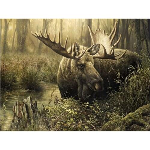 5D DIY Diamond Painting Painted forest moose elk picture of rhinestone Mosaic Embroidery beads Cross stitch kit Decoration L231