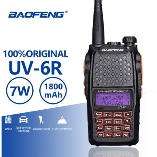 Baofeng UV-6R Orange Keyboard 7W Walkie Talkie UHF VHF Dual Band UV 6R Walky Talky FM 128CH VOX Ham Radio UV6R For Hunting Radio