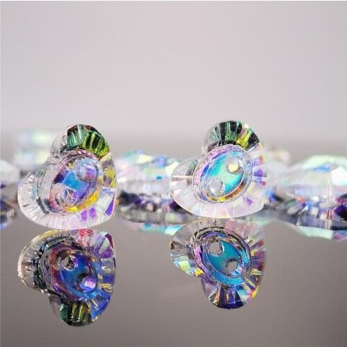 Shinning 12x11mm Sewing Accessoriess Heart glass buttons crystal diy button Double hole Sewing decorative Crafts clothes buttons