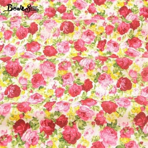 Booksew Cotton Poplin Fabric Scrapbooking Clothing Quilting Patchwork Dress Skirt Printed Rose Pillows Fat Quarter Meter Crafts