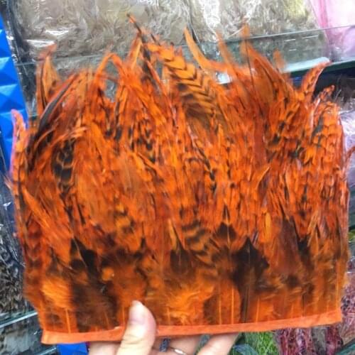 Hot 1 Yards Beautiful Orange rooster feathers 10-15 cm/4-6 inch DIY jewelry plume feather cloth belt dance decoration