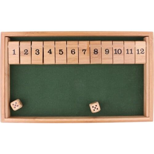 Wooden Deluxe 1-12 Number Shut the Box Dice Board Game Toy for Kids Adult Entertainment KTV Club Drinking Games Prop