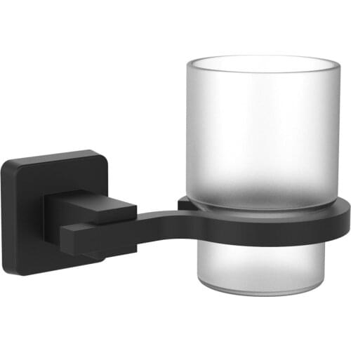 Yale Mat Black Stainless Glass Tooth Brush Holder