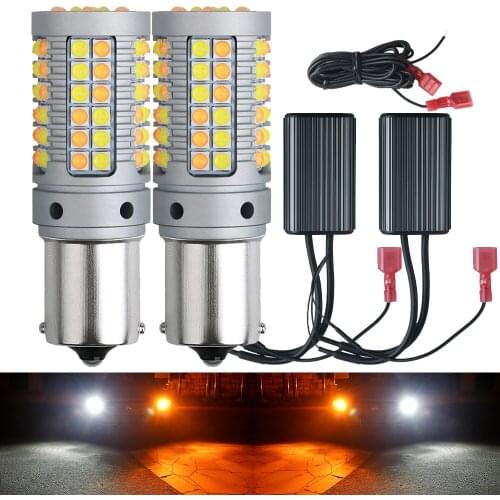 DRL Turn Signal PY21W P21W LED 1156 BA15S BAU15S T20 7440 W21W 69pc 3030smd Dual Mode Daytime Running Light White & Amber Yellow
