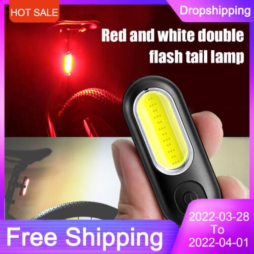 COB LED Bicycle Lamp USB Rechargeable 5 Modes Red White MTB Road Bike Taillight Safety Helmet Warning Light Cycling Equipment
