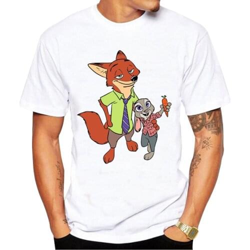 Funny Zootopia T Shirt Men Tee Tops Tshirts Short Sleeved Fashion T-shirt