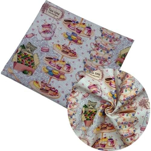 Good Digital Printing 100% Cotton Fabric Afternoon tea and dessert Pattern Sewing Material Children Fabric Diy Shirt Clothing