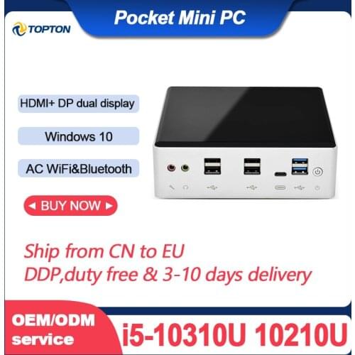 Topton New Intel Core i7 10810U i7 10710U Micro PC Barebone Windows TV BOX Dual Lan DP HDMI Dual Band WIFI Desktop Mini Computer