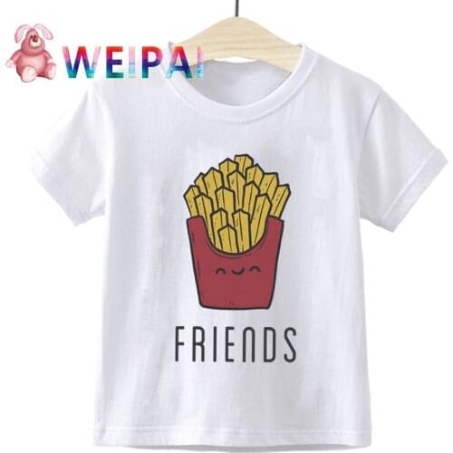 Summer Fashion Hamburg Chips Girl Top Shirt Teen Best Friends Kawaii Funny Boys T Shirts Casual Children Boys Girls T Shirt Kid