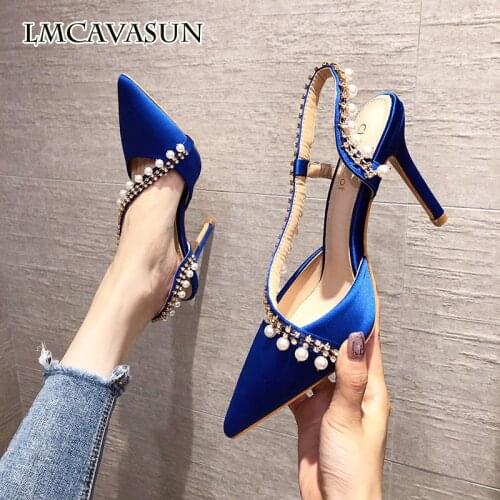 LMCAVASUN Customized womens shoes autumn 2021 new one generation sexy word with satin rhinestones and diamonds European and Ame