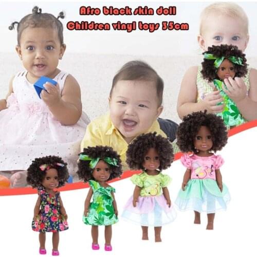 35cm Lifelike Reborn Baby Boy Girl Doll African American Newborn Soft Vinyl Doll 24BE