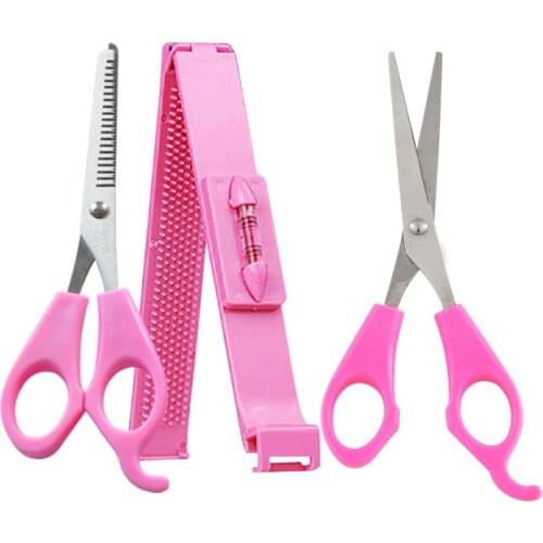 3pcs Professional Pink Diy Women Girls Artifact Style Set Kit Hair Cutting Tool Pruning Scissors Bangs Layers Style Scissors