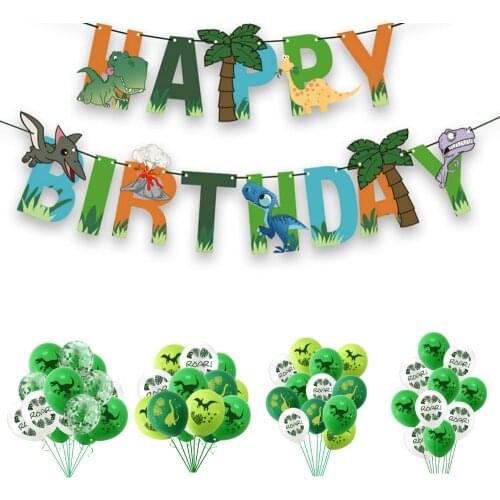 Dinosaur Latex Balloons Set Jungle Safari Birthday Party Supplies Roar Balon One 1st Decorations Kids Boys Favors Baby Shower