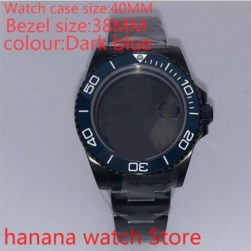Suitable for NH35 36 Mingzhu2813 Miyata automatic winding 40mm sealed back black box series, with carousel dark blue bezel