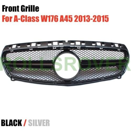 ROLLSROVER Front Bumper Grille Grill For A-Class W176 A45 2013-2015 Black Silver