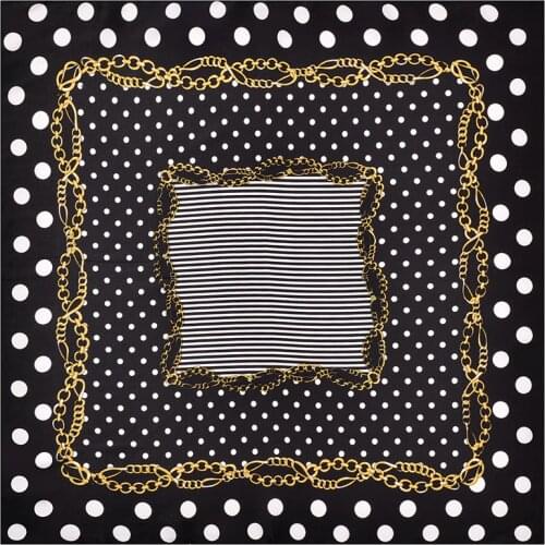 Summer Luxury 60*60cm silk scarf twill polka dot chain silk scarf female Foulard Hijab poncho wool professional small scarf