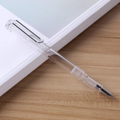 1-Piece Demonstration Fountain Pen Transparent Pen Body Filling Ink Pens for Writing Student Stationery School Office Supplies