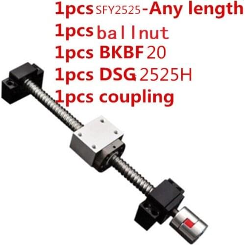 SFY 2525 miniature ball screw 25mm diameter1050mm-2450mm with ballnut SFY2525 for DIY CNC parts
