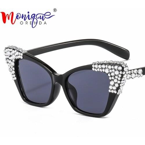 Sunglasses women 2020 luxury brand Sexy Cat eyes sun glasses for Ladies luxury shades with Rhinestone wholesale bulk