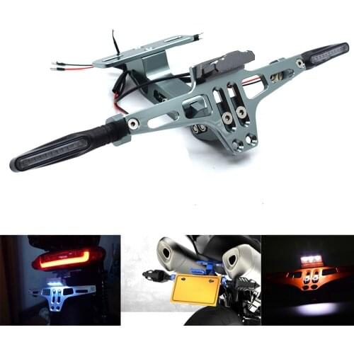 Universal motorcycle license plate frame bracket with LED signal bracket For Yamaha FZ6 FZ8 MT-07 MT-09 For KAWASAKI Z800 Z900