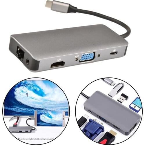 USB C Hub Type C 9 in 1 Multiport Adapter 2 USB 3.0 Ports for Pro HP XPS USB C Laptops Type C Devices