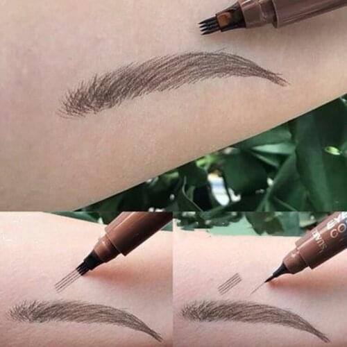 Waterproof Natural Eyebrow Pen Four-claw Eye Brow Tint Makeup Four Colors Eyebrow Pencil Brown Black Grey Brush Cosmetics