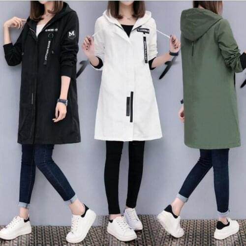Yauamdb Women Trench Autumn Winter Size S-2xl Female Hooded Pocket Coat Ladies Fashion Zipper Solid Long Windbreake Y77