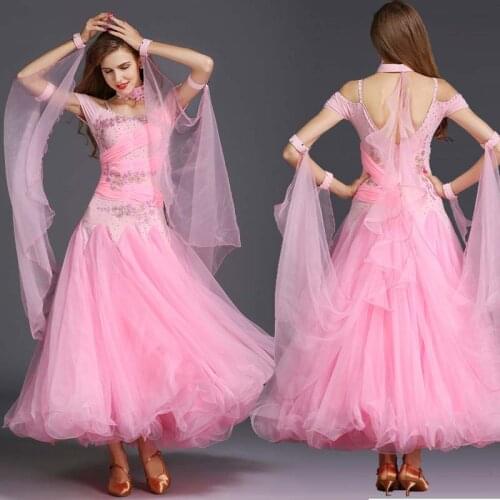 7color Ballroom Dance Dresses For Women High Quality White Short Sleeve Waltz Tango Flamenco Costume Ladys Dancing Dress