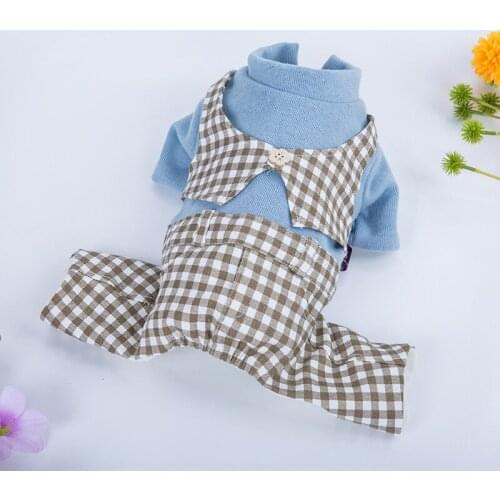 Winter Warm Pet Clothes Dog Lovers' Clothes Ladies Gentleman Plaid Thickened Soft Dogs Clothing Chihuahua Jumpsuits Cat Costumes