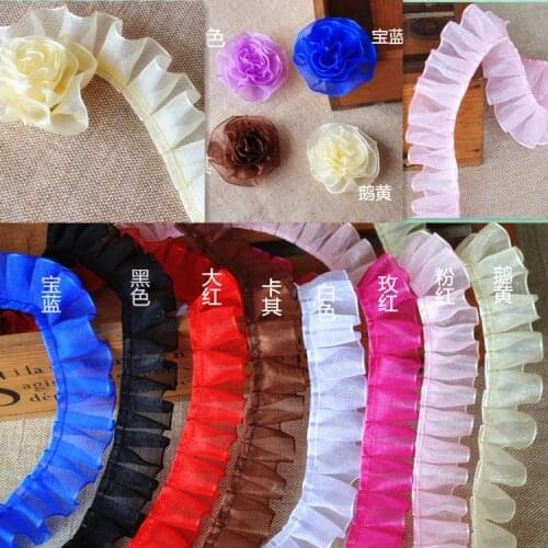 18-color basic snow gauze with pleated lace trim cuffs and neckline for clothes lace fabric lace accessories decoration