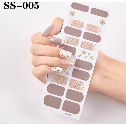 22tips/sheet Hot Selling Full Cover Nail Wraps Stickers Snowfalke Manicure Glitter Fashionable Design Ongles Nail Art Decoration