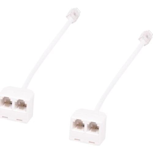 2pcs 6P4C RJ11 Dual Female to Male Telephone Cable Splitter Adapter Drop shipping