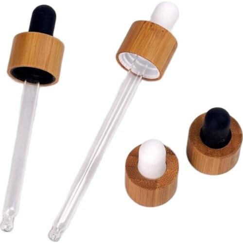 5ml-100ml 18/410 Bamboo Dropper Lid White/Black Bulb Glass Tube For Essential Oil /Serum Liquid Bottle skin care packing