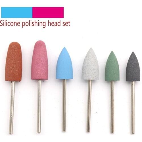 6pc Rubber 2.35mm Shank Nail Grinding Head Milling Manicure Cutter for Pedicure Machine Sander Drill Bit Polishing Electric Tool