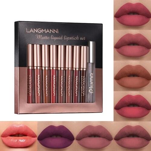 8pcs/set Matte Sexy Liquid Lipstick Waterproof Long Lasting Lipgloss Women Lip Gloss Makeup Set
