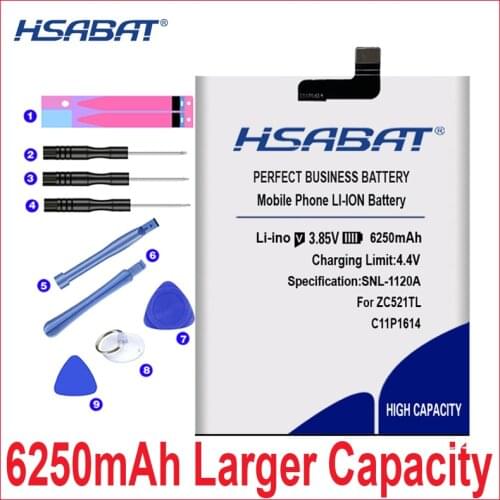 HSABAT 0 Cycle 6250mAh C11P1614 Battery for Asus Zenfone Pegasus 3s Max ZC521TL X00GD High Replacement Accumulator