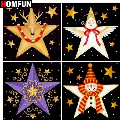 HOMFUN Diy 5d Diamond Painting ‘’Christmas stars" Cross Stitch Square Round Diamond Embroidery Handwork Rhinestone Art