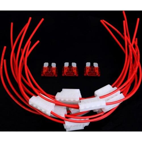 10pcs/ Lot 5A Car Fuses Car Middle Fuse Holder with Cable for Car Boat Truck ATC/ATO Blade Red car accessories
