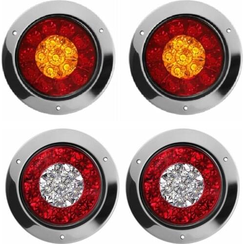 12V-24V Car Turn Signal Light Round Rear Brake Lamps 16LEDs Tail Stop Lamp for Truck Trailer RV Caravan MK-127 2pcs