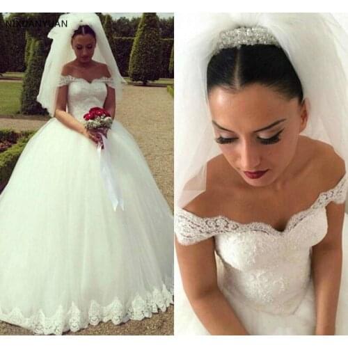 Ball Gown Cap Sleeve Lace Tulle Elegant Simple Long Wedding Dresses 2021 New Fashion Wedding Gown