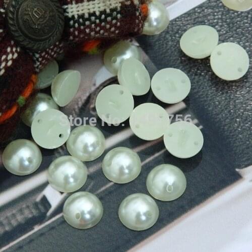 Free shippment,fancy 8mm half round fake pearl beads with 2 holes,500pcs/lot,in stock,sew on fake pearl beads